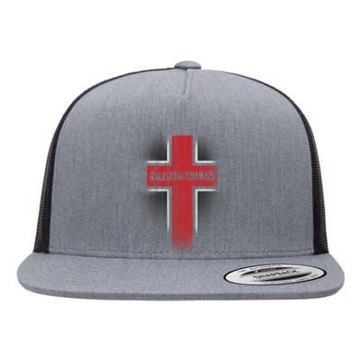 Salvation Christian Cross Flat Bill Trucker Hat