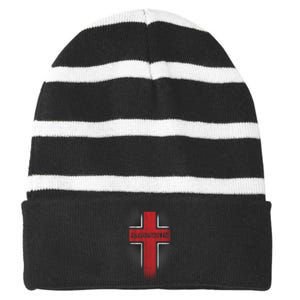 Salvation Christian Cross Striped Beanie with Solid Band