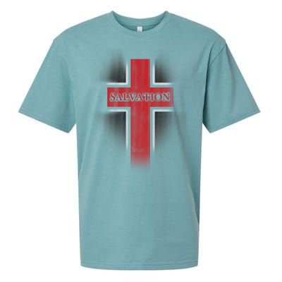 Salvation Christian Cross Sueded Cloud Jersey T-Shirt