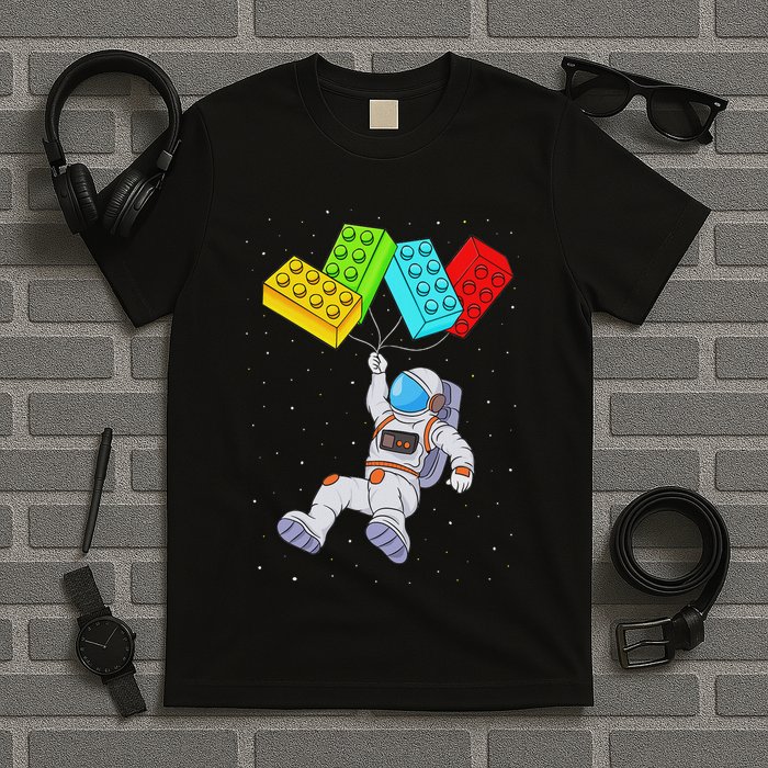 Space Astronaut Master Builder Building Blocks T-Shirt