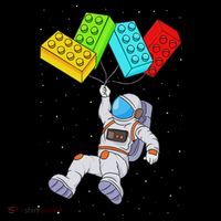 Space Astronaut Master Builder Building Blocks Button