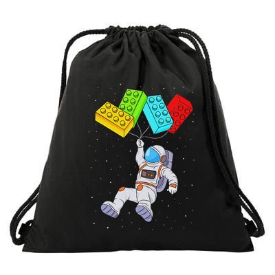 Space Astronaut Master Builder Building Blocks Drawstring Bag