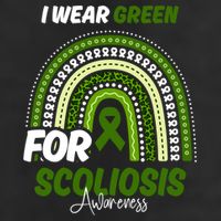 Scoliosis Awareness Month Green Ribbon Rainbow 7 Panel Mesh Trucker Snapback Hat