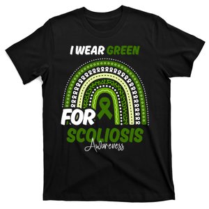 Scoliosis Awareness Month Green Ribbon Rainbow T-Shirt