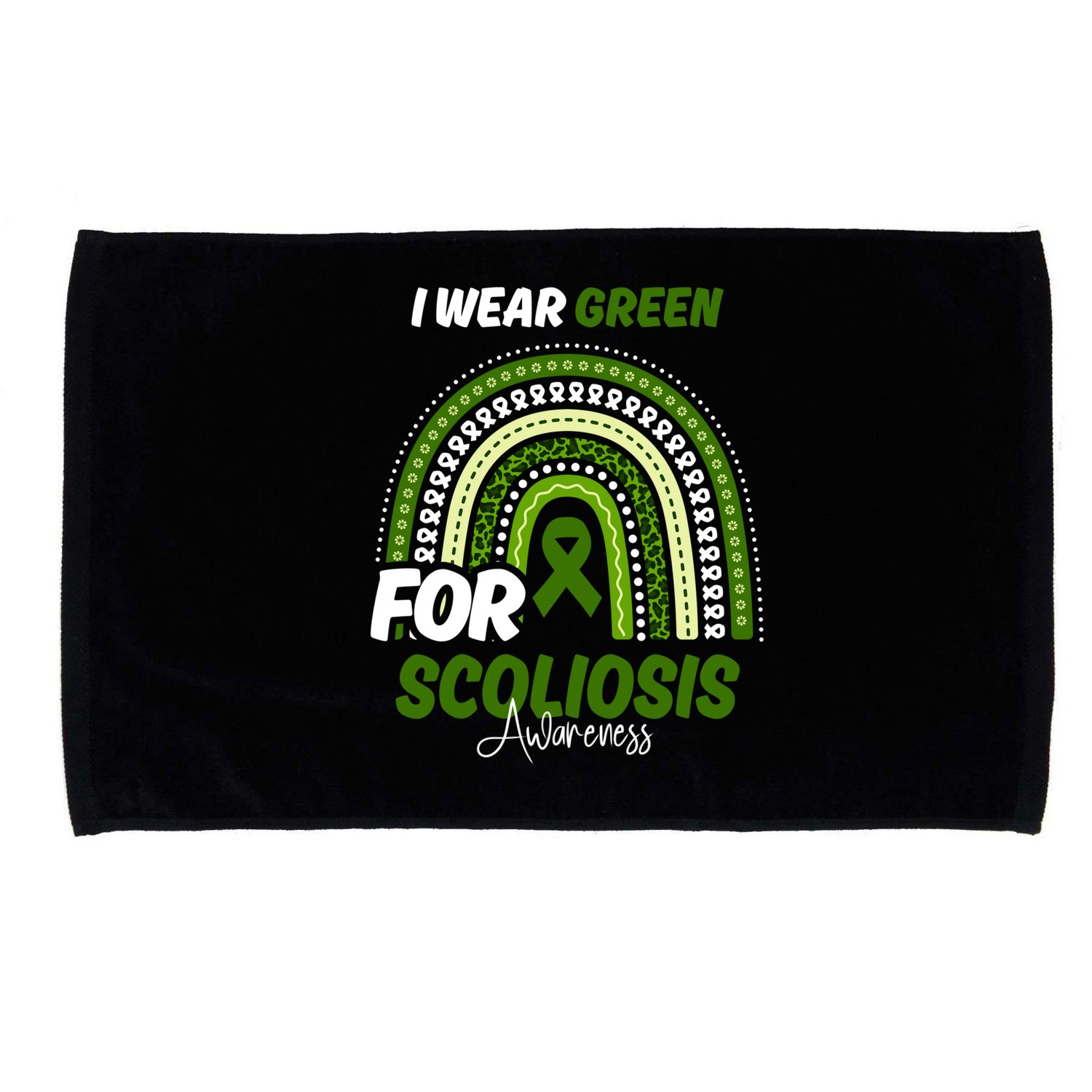 Scoliosis Awareness Month Green Ribbon Rainbow Microfiber Hand Towel