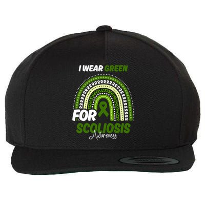 Scoliosis Awareness Month Green Ribbon Rainbow Wool Snapback Cap