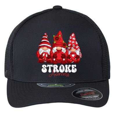 Stroke Awareness Month Red Ribbon Gnomies  Flexfit Unipanel Trucker Cap