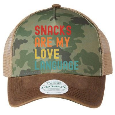 Snacks Are My Love Language Retro Groovy Funny Saying Food Legacy Tie Dye Trucker Hat