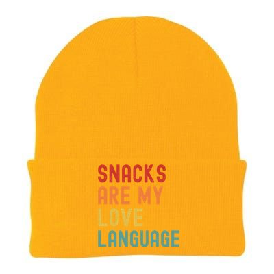 Snacks Are My Love Language Retro Groovy Funny Saying Food Knit Cap Winter Beanie