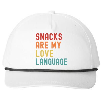 Snacks Are My Love Language Retro Groovy Funny Saying Food Snapback Five-Panel Rope Hat