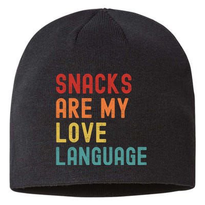 Snacks Are My Love Language Retro Groovy Funny Saying Food Sustainable Beanie