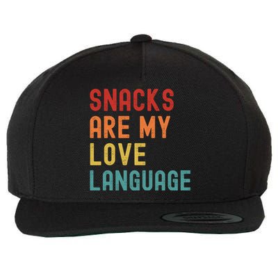 Snacks Are My Love Language Retro Groovy Funny Saying Food Wool Snapback Cap