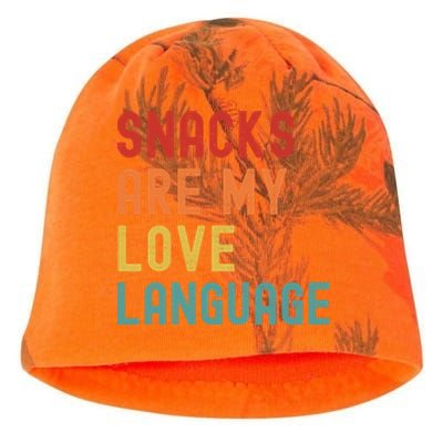 Snacks Are My Love Language Retro Groovy Funny Saying Food Kati - Camo Knit Beanie