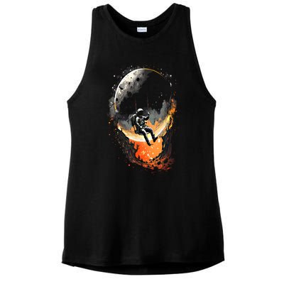 Space Astronaut Moon Star Space Astronomy Gift Ladies PosiCharge Tri-Blend Wicking Tank