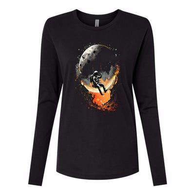 Space Astronaut Moon Star Space Astronomy Gift Womens Cotton Relaxed Long Sleeve T-Shirt