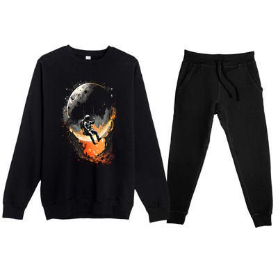 Space Astronaut Moon Star Space Astronomy Gift Premium Crewneck Sweatsuit Set