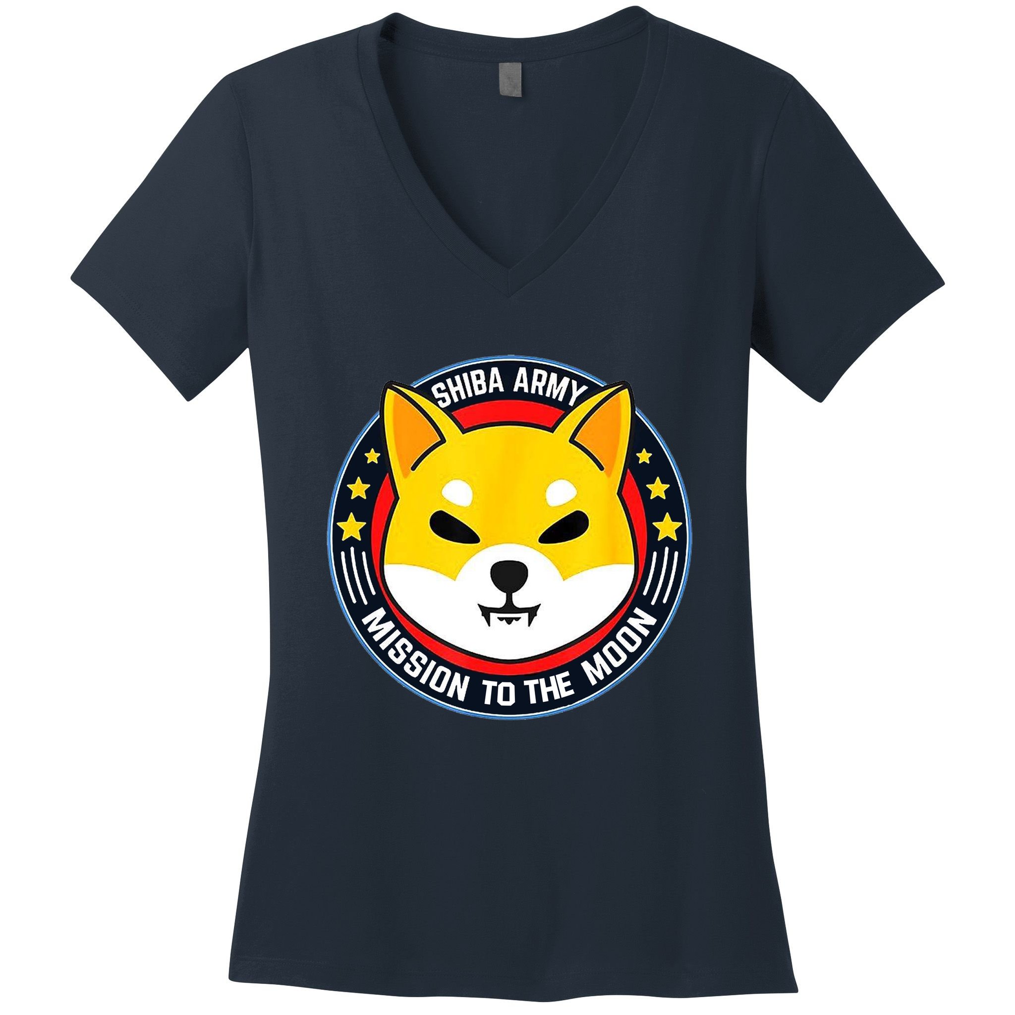Shiba Army Mission To The Moon Women's V-Neck T-Shirt