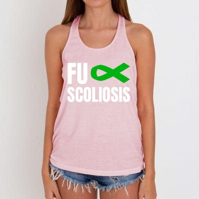 Scoliosis Awareness Month Green Ribbon Gift Women's Knotted Racerback Tank