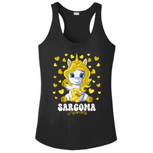 Sarcoma Awareness Month Yellow Ribbon Unicorn Great Gift Ladies PosiCharge Competitor Racerback Tank