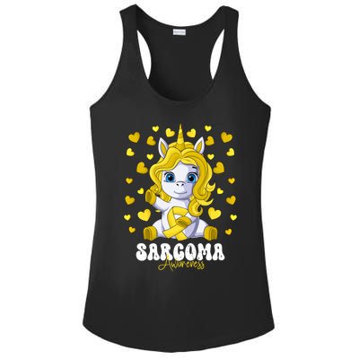 Sarcoma Awareness Month Yellow Ribbon Unicorn Great Gift Ladies PosiCharge Competitor Racerback Tank