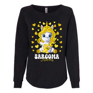 Sarcoma Awareness Month Yellow Ribbon Unicorn Great Gift Womens California Wash Sweatshirt