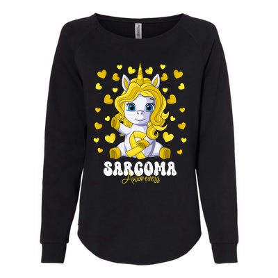 Sarcoma Awareness Month Yellow Ribbon Unicorn Great Gift Womens California Wash Sweatshirt