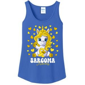 Sarcoma Awareness Month Yellow Ribbon Unicorn Great Gift Ladies Essential Tank