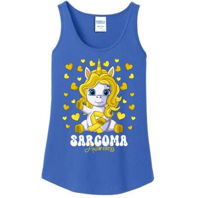 Sarcoma Awareness Month Yellow Ribbon Unicorn Great Gift Ladies Essential Tank