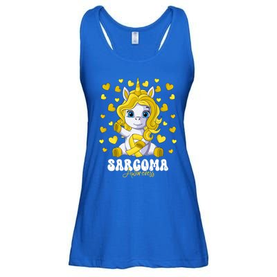 Sarcoma Awareness Month Yellow Ribbon Unicorn Great Gift Ladies Essential Flowy Tank