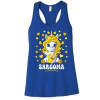 Sarcoma Awareness Month Yellow Ribbon Unicorn Great Gift Women's Racerback Tank