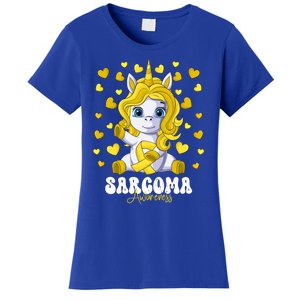 Sarcoma Awareness Month Yellow Ribbon Unicorn Great Gift Women's T-Shirt