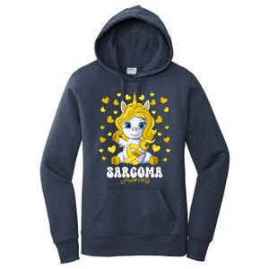 Sarcoma Awareness Month Yellow Ribbon Unicorn Great Gift Women's Pullover Hoodie