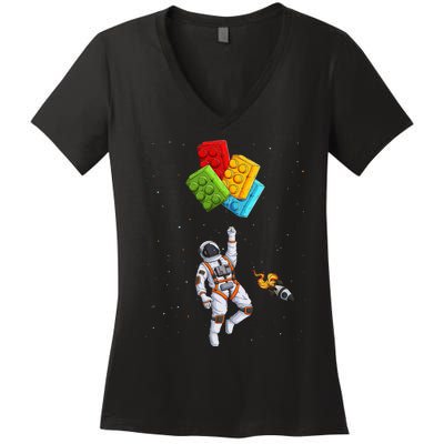 Space Astronaut Master Builder vintage Building Women's V-Neck T-Shirt