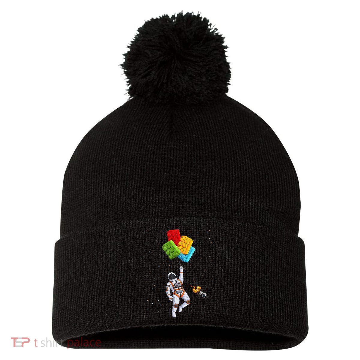 Space Astronaut Master Builder Pom Pom 12in Knit Beanie