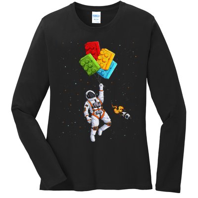 Space Astronaut Master Builder Ladies Long Sleeve Shirt