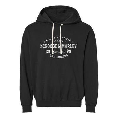 Scrooge And Marley Counting House Christmas Carol Bah Humbug Garment-Dyed Fleece Hoodie