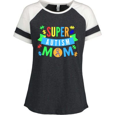 Super Autism Mom For Mothers Raising Awareness And Support Gift Enza Ladies Jersey Colorblock Tee