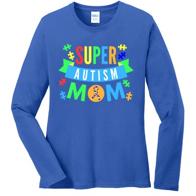 Super Autism Mom For Mothers Raising Awareness And Support Gift Ladies Long Sleeve Shirt