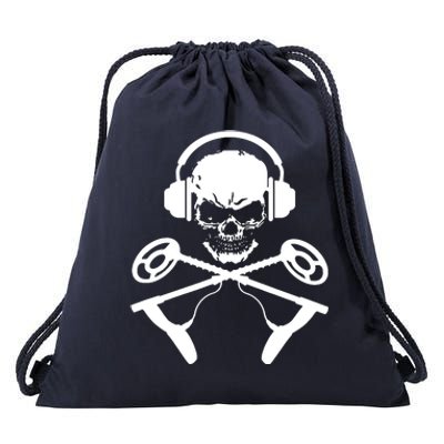 Skull And Metal Detector Crossbones Metal Detecting Drawstring Bag