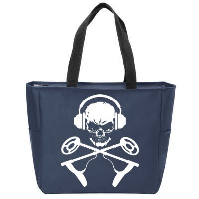 Skull And Metal Detector Crossbones Metal Detecting Zip Tote Bag