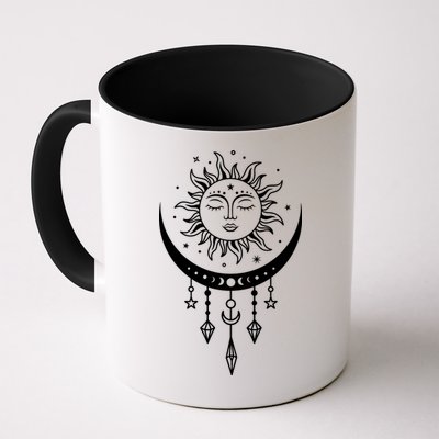 Sun And Moon Celestial Boho Mystical Print Witchy Magic Moon Coffee Mug