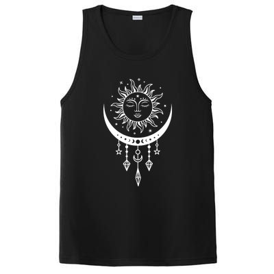 Sun And Moon Celestial Boho Mystical Print Witchy Magic Moon PosiCharge Competitor Tank