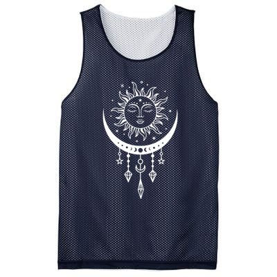 Sun And Moon Celestial Boho Mystical Print Witchy Magic Moon Mesh Reversible Basketball Jersey Tank