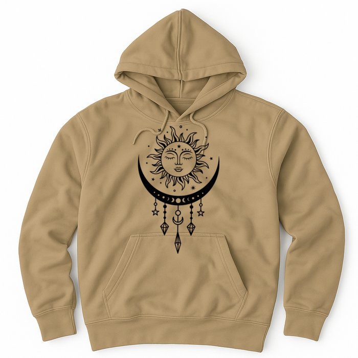 Sun And Moon Celestial Boho Mystical Print Witchy Magic Moon Hoodie
