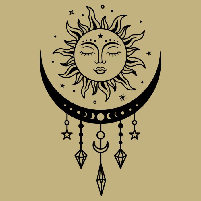 Sun And Moon Celestial Boho Mystical Print Witchy Magic Moon Hoodie