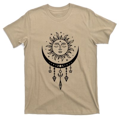 Sun And Moon Celestial Boho Mystical Print Witchy Magic Moon T-Shirt