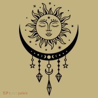 Sun And Moon Celestial Boho Mystical Print Witchy Magic Moon T-Shirt