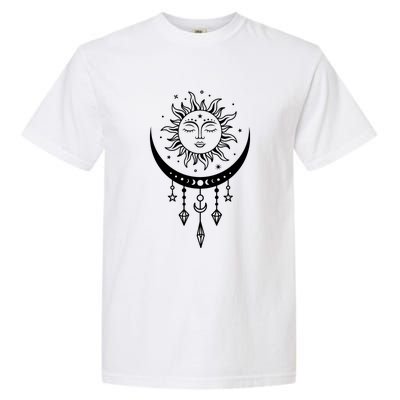 Sun And Moon Celestial Boho Mystical Print Witchy Magic Moon Garment-Dyed Heavyweight T-Shirt