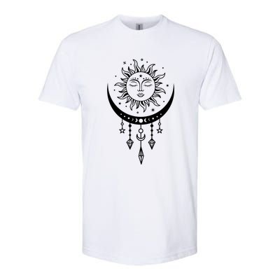 Sun And Moon Celestial Boho Mystical Print Witchy Magic Moon Softstyle CVC T-Shirt