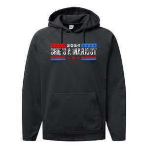 SheS A Marxist Elections 2024 Democrat Republican Performance Fleece Hoodie